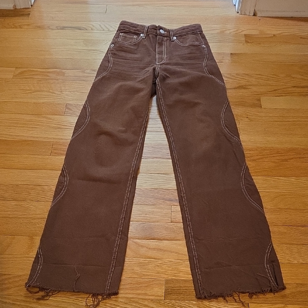 Zara Women's Straight Leg Jeans in Brown